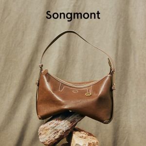 New Song Shanxias in-stock products follow the path of the inner linings shallow contours hobo Vegetable-tanned leather shoulder and crossbody bag for women suitable for commuting