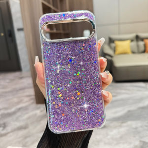 Luxury Shiny Glitter Sequins Phone Case for Google Pixel 10 9 Pro XL 9A 8A 8 8Pro Plating Lens Shockproof Epoxy Bling Back Cover