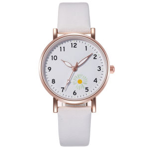 Jam Tangan Wanita Kulit Premium Dial Kecil Minimalis Bunga Daisy Stainless Steel Titanium Tahan Karat Luminous Bercahaya Quartz Analog Impor Original Korean Style Kekinian New Model Terbaru Aksesoris Arloji Woman Watches Cewek Remaja Trendy COD -J67