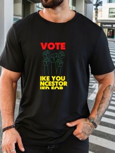 Mens 100% Cotton Printed T-Shirt VOTE Pattern Summer Casual Oversized Round Neck Short Sleeve Comfortable Daily Wear Tee