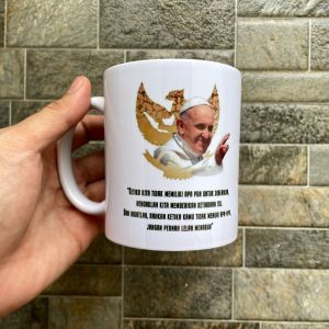 Mug Kunjungan Paus Indonesia Pope Francis Quotes Souvenir Hampers Kado