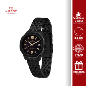 Mirage Jam Tangan Analog Original Wanita Stainless Hitam Kasual 8825 L Anti Air Garansi 1 Tahun
