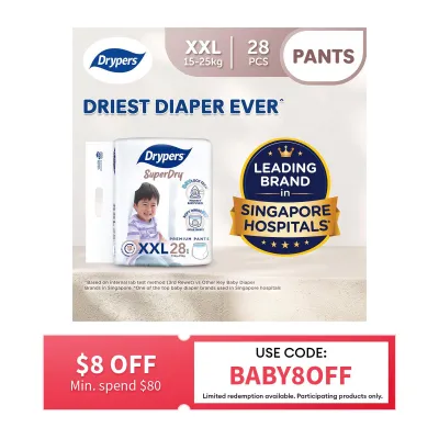 Drypers SuperDry Premium Pants Baby Diaper XXL 28s (15-25kg)