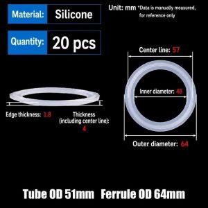 LONGB Trong suốt Gioăng kín Tri Clamp Loại dùng cho thực phẩm Chịu được nhiệt độ cao Gioăng silicon Bền bỉ Silicone Vòng đệm kẹp ống