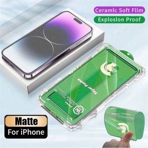 One-click Installation Full Cover Anto-Dust HD Matte Privacy Soft Microcrystal Ceramic Film For iPhone 16 15 14 13 12 11 Plus Pro Max X XR XS Max Anti-Shock Anti Spy Peeping Screen Protector No Tempered Glass