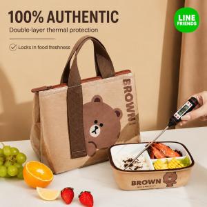 LINE FRIENDS Brown Lunch Bag Aluminum Foil Insulated Splash-proof Bento Carrier LFB128