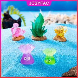 JCSYFAC Mini luminous marine animal figurine phim hoạt hình cá heo biển sư tử rùa bạch tuộc san hô vi cảnh quan bể cá đồ trang trí