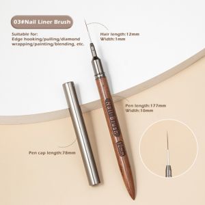 KEYOOL 6/9/12/15/18mm Nail Liner Brush Professional Sandalwood Pole Nail Line Drawing Brush Multifunctional Fine Detail Nail Brush Nail Art Design