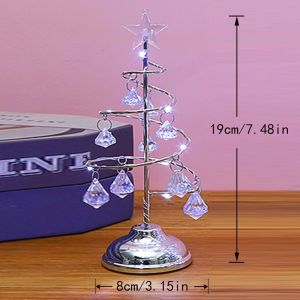 Crystal Christmas Tree LED Night Light Electroplated Iron Art Tabletop Decoration Luminous Crystal Tree Ornament Holiday Home Decor Christmas Gift Bedroom Desk Light