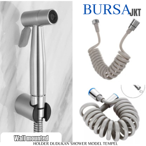 SHOWER BIDET JET SEMPROT CEBOK CLOSET ALUMUNIUM ANTI KARAT SUS 304 + HOLDER DAN FLEXIBLE