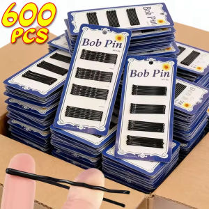 600Pcs Classic Black Hairpins and Hair Clips Set with Steel Wire - 60pcs/set Black Side Clip Hairpins
