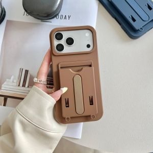 Luxury Card Holder Slot Wallet Photo Pocket Phone Case For iPhone 17 16 15 14 Plus 13 12 11 Pro Max Matte Silicone Bracket Cover