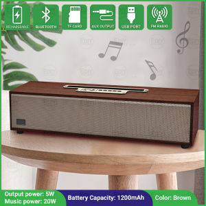 High Quality Rechargeable Wooden FM Radio Bluetooth Multimedia Speaker Wireless Portable MP3 Player USB TF Card AUX IN Phone Stand Holder Karaoke Retro Classical Vintage Strong Magnetic 收音机 Ediyonline Ediy