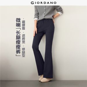 Giordano Women Elastic waist pique bootcut pants Free Shipping 05416866