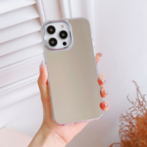 Mirror Plating Lens Hard Plastic Phone Case For iPhone 11 12 13 14 Pro Max X XR XS MAX TPU Soft Edge Shockproof Cover