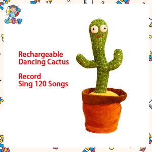 Rechargeable 120 English Songs Dancing Cactus 3 Designs Dancing Cactus Plush Toys Tik Tok Speaking Toys Recording Toys