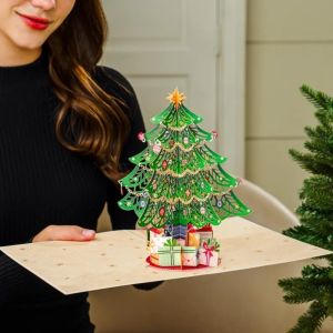 GENENIC Khoét rỗng Thiệp cây thông Noel 3D Đầy màu sắc Tự làm Thiệp Chúc Mừng Giáng Sinh Thiệp chúc mừng ngày lễ Đồ trang trí Thiệp mời Giáng Sinh Giáng sinh