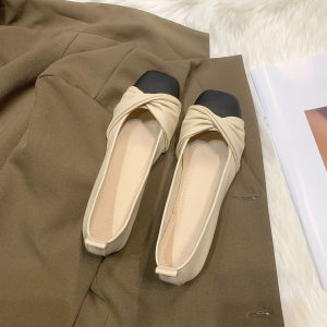 Free Shipping Unique Design Flat Shoes For Women 2026 Spring/Autumn Collection Square Toe Shallow Opening Soft Sole Casual Leather Shoes With A High-End Feel
