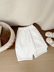 Girls spring and autumn pants babys fresh and stylish polka dot straight pants versatile loose wide-leg long pants for toddlers
