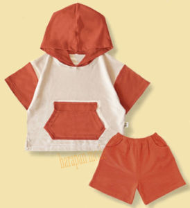 Setelan Hoodie retoro cewekcowo celana pendek motif kombinasi warna bahan premium baby terry / Baju kaos Anak perempuan dan laki-laki retoro oversize hoodie pocket set model jason