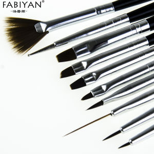 10Pcs Nail Art Brush Painting Drawing Carving Liner Fan Dotting Pen UV Gel Manicure Tool
