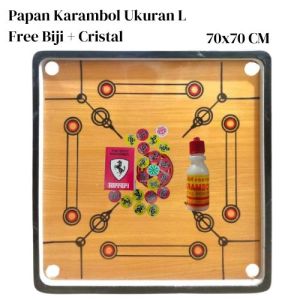 Set Papan Karambol Ukuran L 70x70 Free kristal & biji karambol + bubble dan fragile