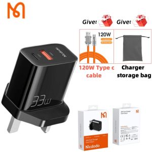 MCDODO 33W sạc Type-C + Cổng USB 33W sạc nhanh (phích cắm chuẩn Anh Quốc) thích hợp cho iPhone/Android