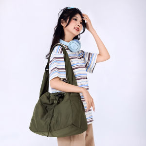 Fashionable Nylon Hobo Bag for Women with Drawstring Closure Suitable for Work Shopping and Travel
