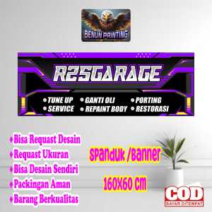SPANDUK 160X60 BENGKEL MODEL UNGU BISA CUSTOM DESAIN