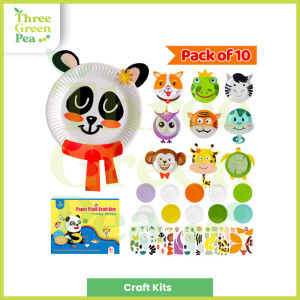 Children Activity Box For Age 3-4 yo | Paper Plate Craft Kits - 10 Cute Animal Patterns | Fun & Educational Craft Game for Preschoolers