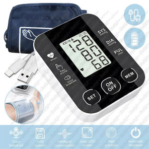 Voice Prompt Rechargeable Digital Monitor Meter With Arm Cuff Big LCD Display For