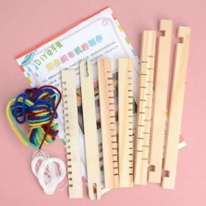 HOTOTO Traditional DIY Wooden Weaving Loom Starter Kit Mini Hand-Woven Knitting Machine Creative Easy to Install Weaving Loom Kit for Kids