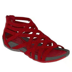 [Free Shipping] New WomenS Sandals With Thin Straps Crisscross Design Low Wedge Heel Open-Toe Style And Back Zipper Available In Large Sizes And In Stock