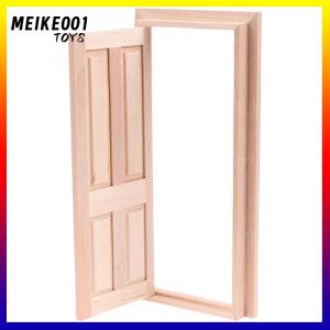 MEIKE001 1 12 Dollhouse Miniature 4 Panel Interior Wooden Door DIY Model Accessories Toys