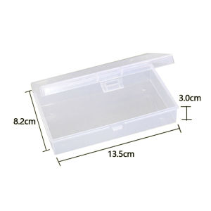 [Eqrbtl] Transparent Plastic Storage Box Rectangle Organizer Stickers Box Desktop Container Snap Dustproof Durable Jewelry Storage Case