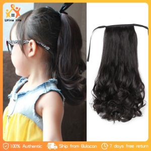 Childrens Ponytail Wig Curly Hair Clip in Hair Extensions Ponytail Heat Resistant Synthetic Drawstring Hairpiece