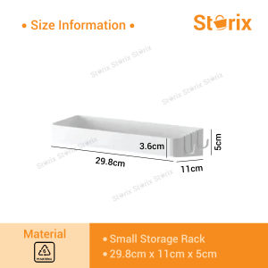 Storix Traceless Adhesive Wall Mounted White Shower Shelf Corner with Hooks Bathroom Storage Rack Organizer