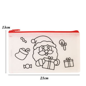 【On Sale】4Pcs Childrens Christmas DIY Pen Bag Carton DIY Pencil Case for Kids School Supplies