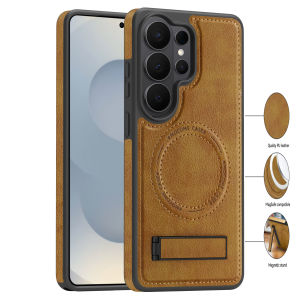 Advanced Luxury Business Stand Bracket Phone Case for Magsafe for Samsung S26 Ultra S26Plus S26 Leather Protect Cover