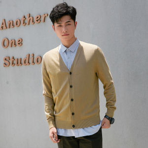 Autumn Winter Mens Knit Cardigan Casual Slim Fit Sweater Knitwear Mens Coats Cotton Sweaters Soild v-Neck Cardigan Man Clothing
