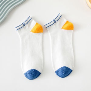 EFKS99 Kaos Kaki Wanita Ankle Socks Kaos Kaki Pendek Semata Kaki Kaos Kaki Olahraga Kantor Sekolah Motif Biru