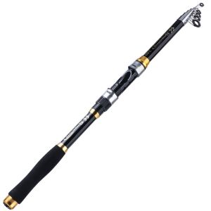 Joran Pancing Teleskopik Portabel Tongkat Pancing Berputar Super Keras Bahan Serat Kaca 1.8M-3.3M Bepergian Ultra Ringan Untuk Memancing Di Kapal