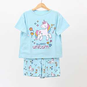 Setelan Baju Anak Perempuan Lengan Pendek Celana Pendek / Baju Santai Anak Perempuan 5-15 tahun / Setelan Rumahan Anak Perempuan