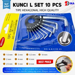 FREED KUNCI L SET HEX KEY RING 1 2 3 4 5 6 7 8 9 10 MM 10IN1 TOOLS/1SET