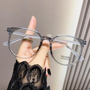 JN IMPRESSION Korean Ultra-light Plain Anti-blue Light Glasses Frame for Women with Large Frame Internet Celebrity Cold Brown Glasses for Big Faces and Slimming