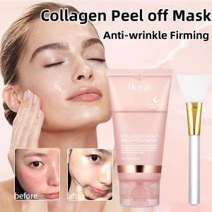 Collagen Peel off Mask Night Wrapping Mask Glow Skin Elasticity Fade Fine Line Moisturizing Cream Anti-wrinkle Hydrating Brightening Firming Gel Mask Restore Skin 75ml