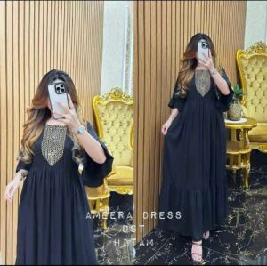 GAMIS RENDA DASTER AMEERA BUSUI FRIENDLY WANITA KEKINIAN JUMBO LD 120 PB 135 LENGAN 3/4 TEROMPET TERBARU TERLARIS