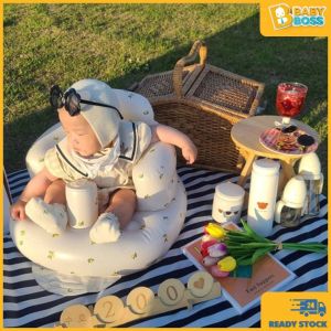 BabyBoss Indoor Outdoor PVC Inflatable Baby Sofa Cushion Swimming Bath Float Chair Olive Print Kusyen Bayi