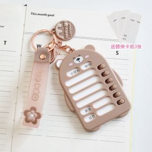 <906> หมีน่ารักเจาะพวงกุญแจแบบมีวินัยในตัวเองจี้ห้อยกระเป๋าจี้ตารางเรียนนักเรียนแผนการเรียนประจำวัน