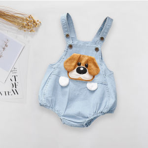 IENENS Summer Baby Boy Girl Bodysuit Button Jumpsuit Cartoon Cotton Sleeveless Backless Solid Outfits Newborn Shorts Clothes Toddler Infant Kids Denim Clothing Jumper Overalls 0 1 2 Years